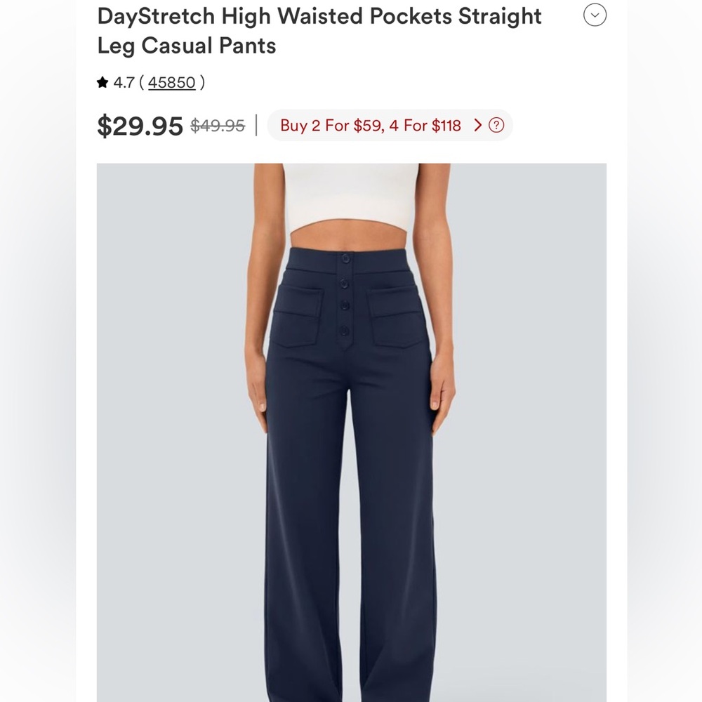 Halara DayStretch High Waisted Pockets Straight Leg Casual Pants XL TALL